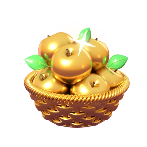 Cesto dorato pieno di mele, il simbolo Basket Bonus